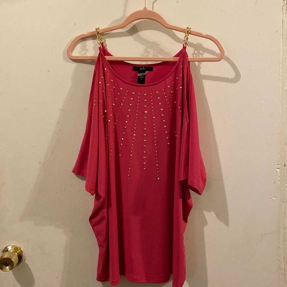 Rain Pink Bedazzled split sleeve woman’s top
